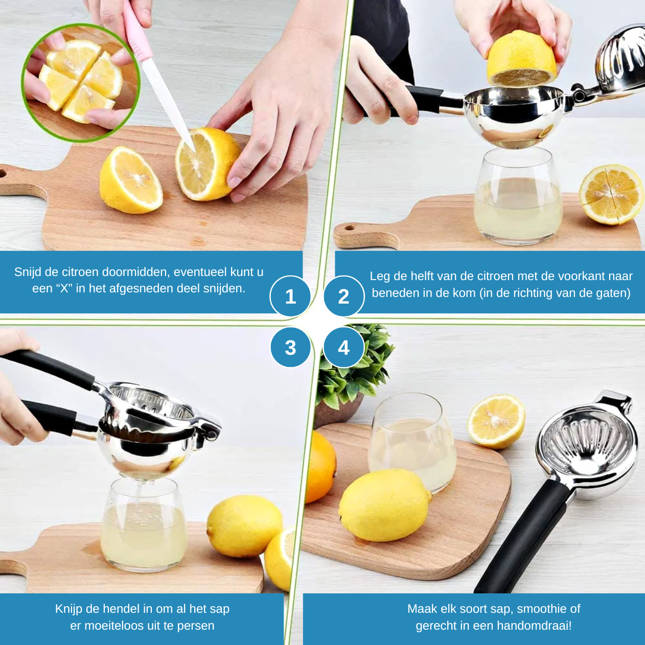 IntraSellers Presse-citron en acier inoxydable – Presse-agrumes manuel – Extra large – Poignée en silicone – Presse-fruits – Presse-citron vert – Presse-orange – Presse-citron