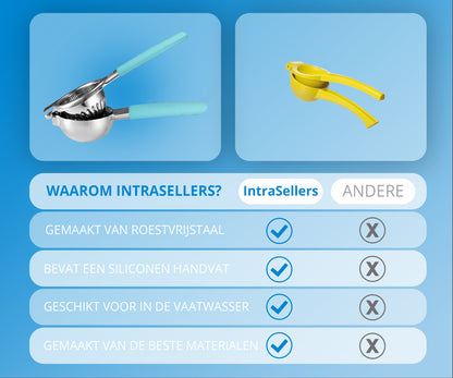 IntraSellers Citruspers  – Handmatig – Roestvrij Staal - silicone Handvat